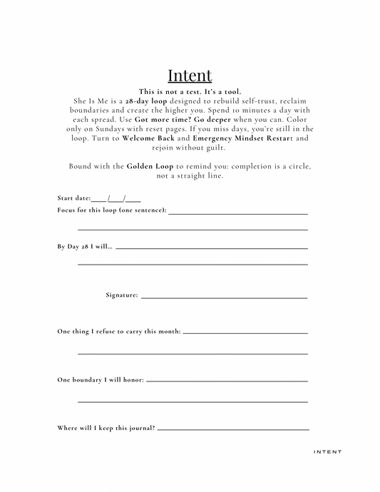 Intent: create to help rebuild self trust, reclaim boundaries and create the higher you.