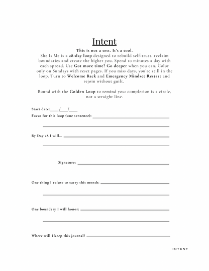 Intent: create to help rebuild self trust, reclaim boundaries and create the higher you.
